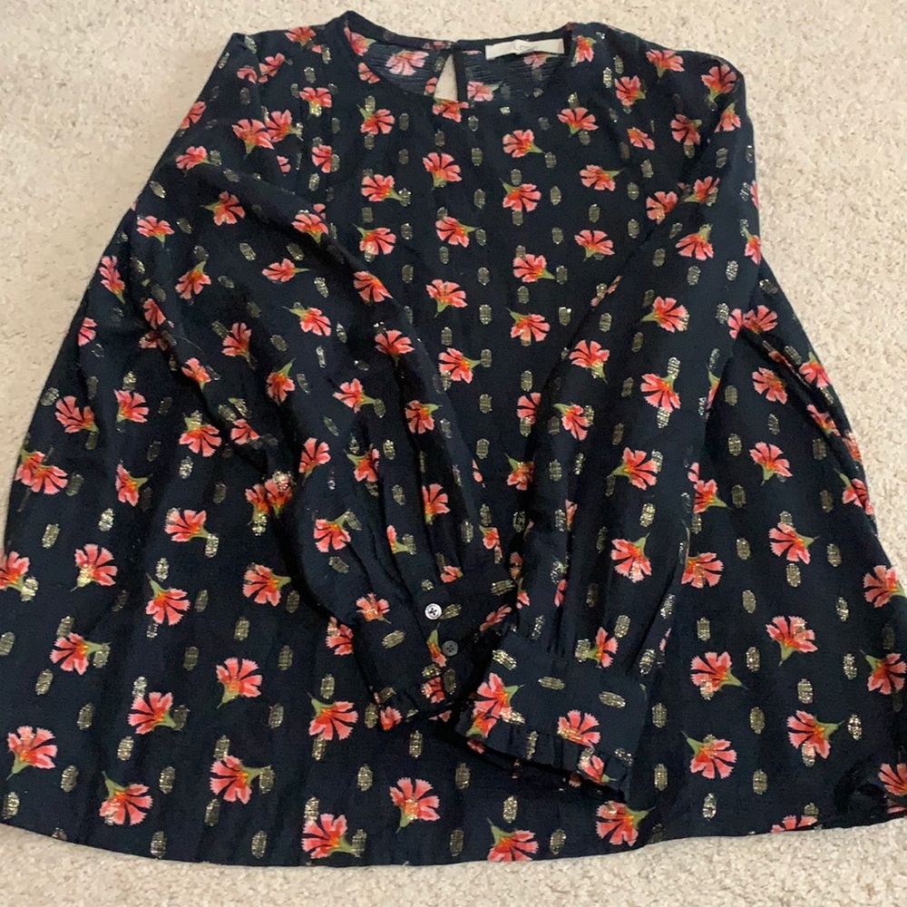 Loft Metallic floral top